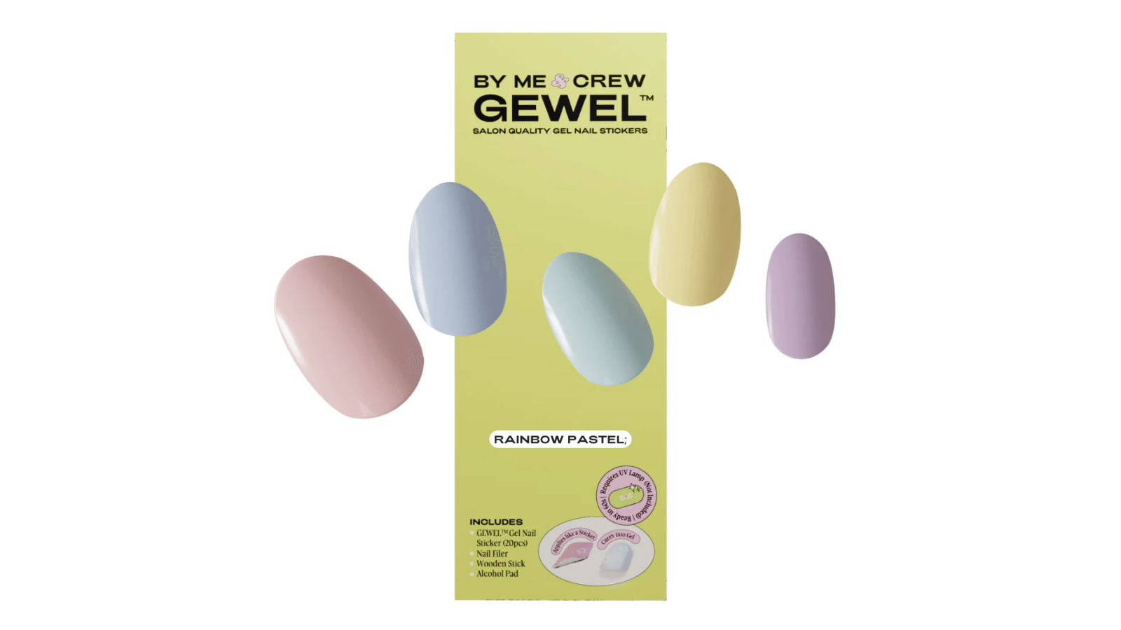 By Me Crew Rainbow Pastel Do It Yourself Gel Nail Sticker