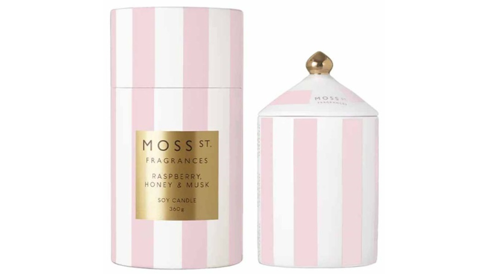 Moss St. Fragrances Raspberry Honey and Musk Ceramic Candle - 360g