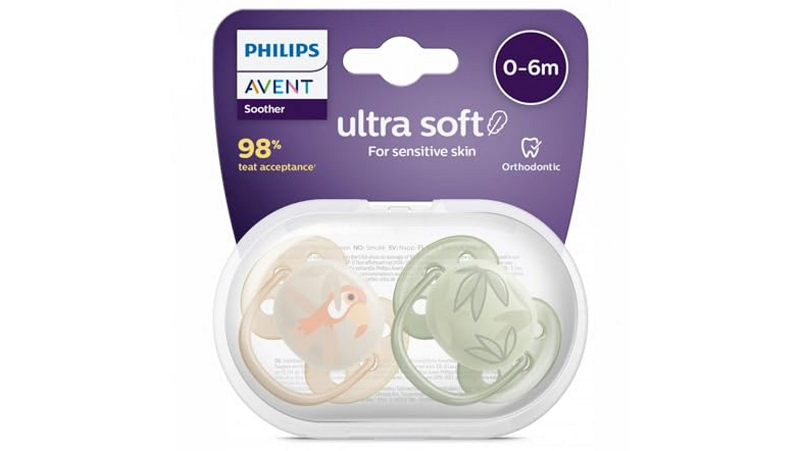 Philips Avent Pack of 2 Soft Soother Deco For Babies 0 To 6 Months