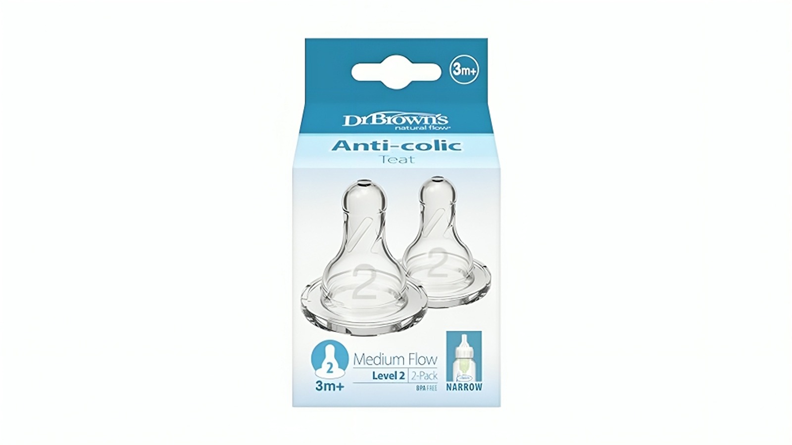Dr. Brown's Level 2 Options+ Narrow Neck Teats - Pack of 2