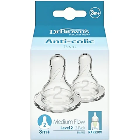 Dr. Brown's Level 2 Options+ Narrow Neck Teats - Pack of 2