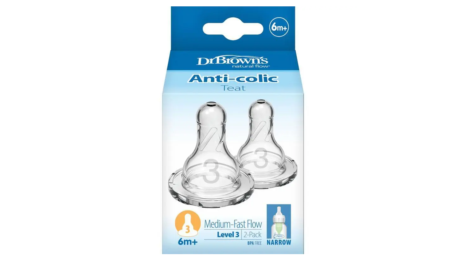 Dr. Brown's Level 3 Options+ Narrow Neck Teats - Pack of 2