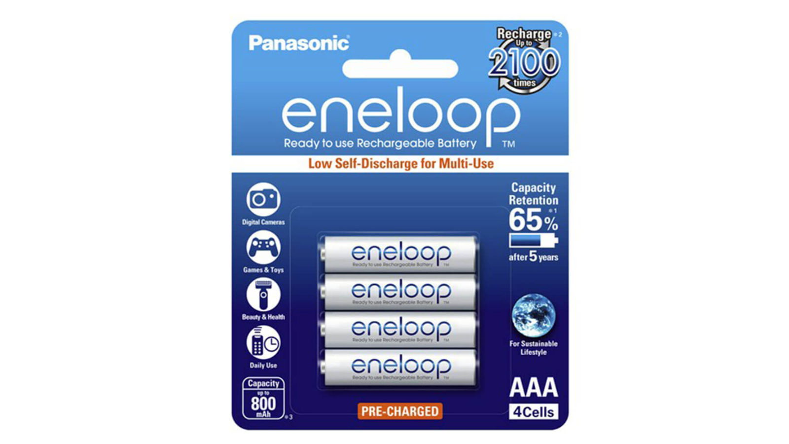 Latest Buys Pack of 4 Panasonic Eneloop AAA Battery (Ni-MH 1.2V 800mAh)