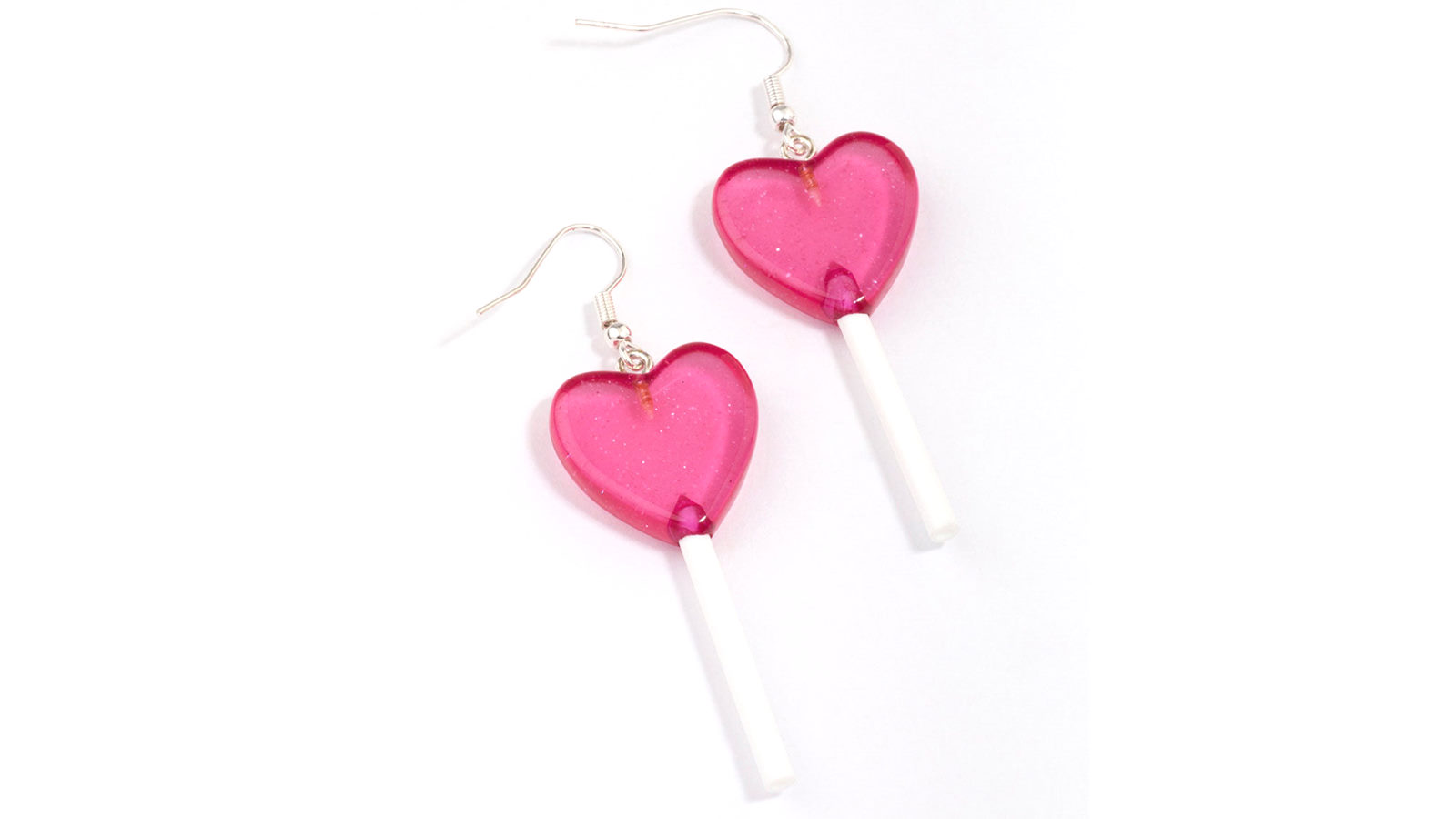 No Brand Silver And Pink Lollipop Drop Earrings