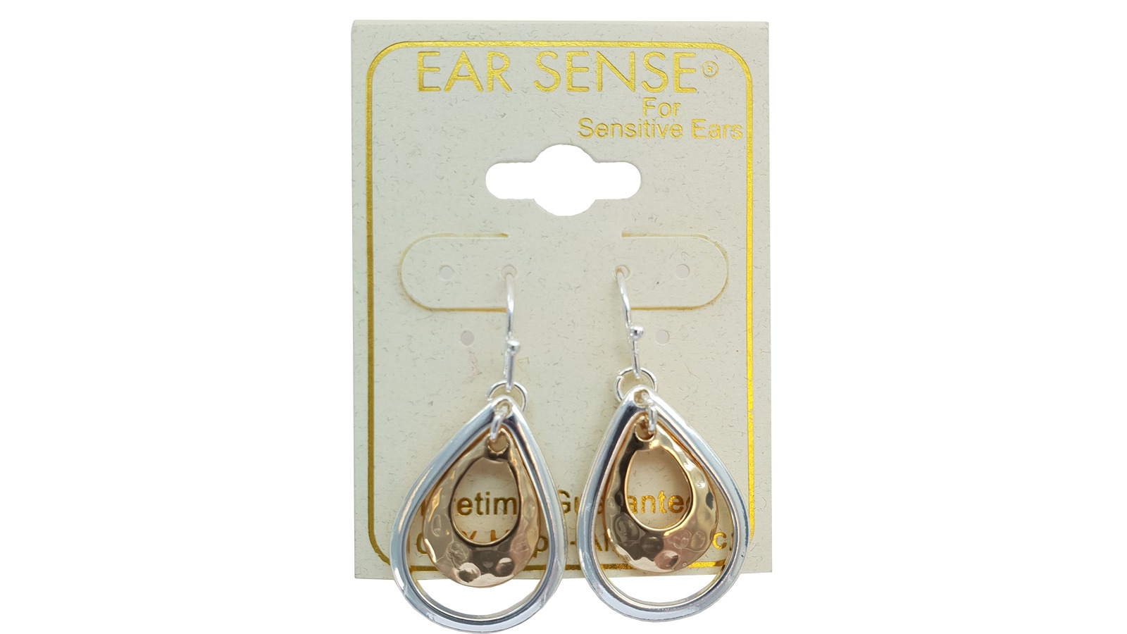 Ear Sense F390 Gold/Silver Teardrop French Hook Earring