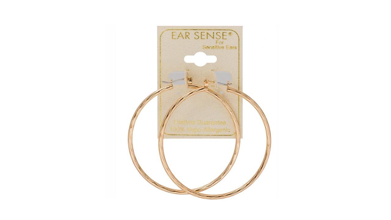 Ear Sense Gold Faceted Click Hoops - 5cm