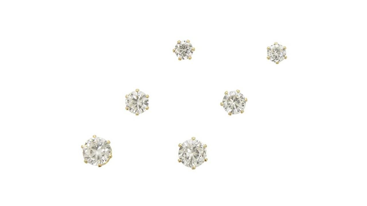 Cubic Zirconia Gold Tone Trio 0.4/0.5/0.6cm Earring