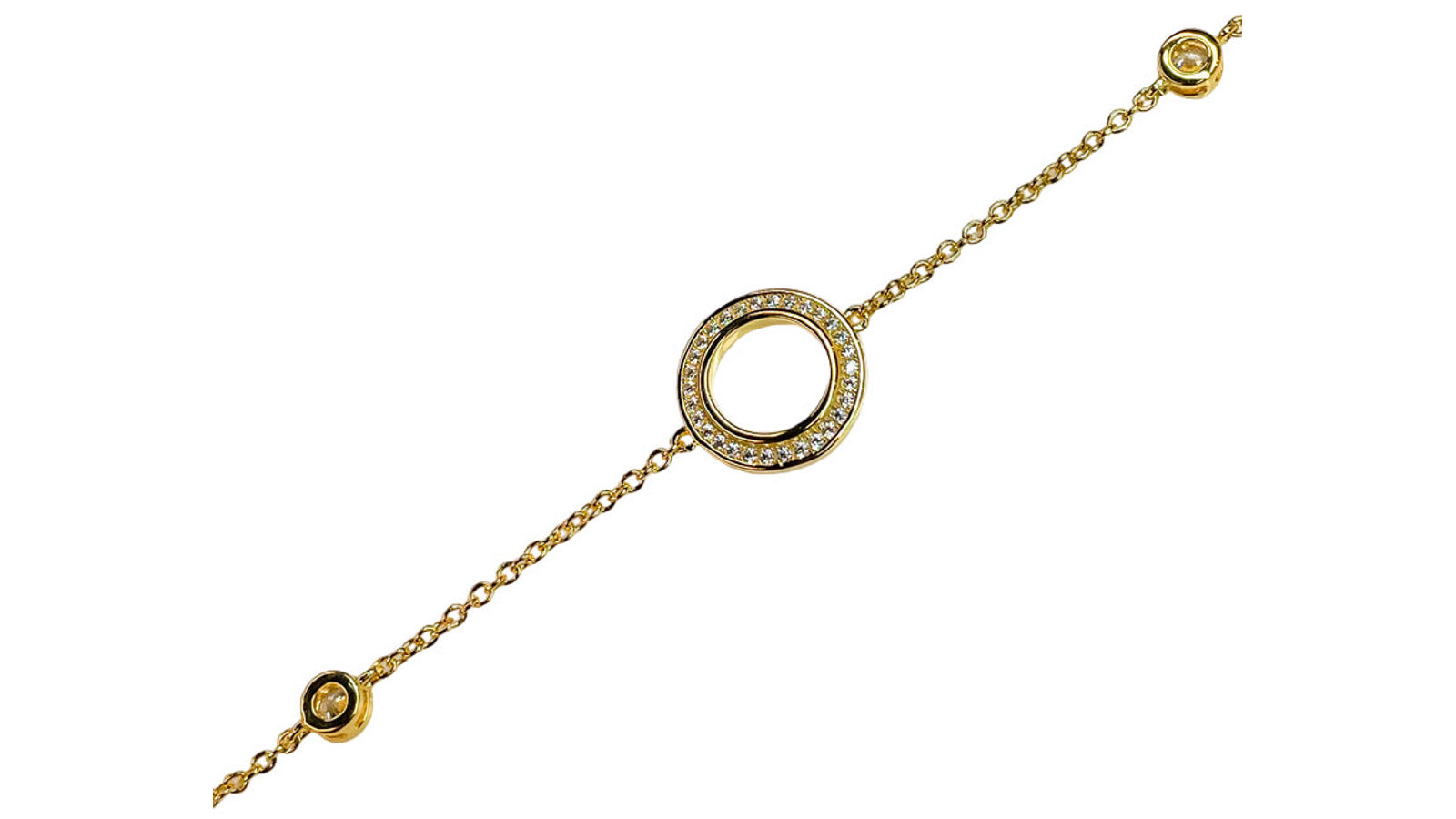 Sunshine Silver 1.2cm Open Circle CZ Gold Bracelet