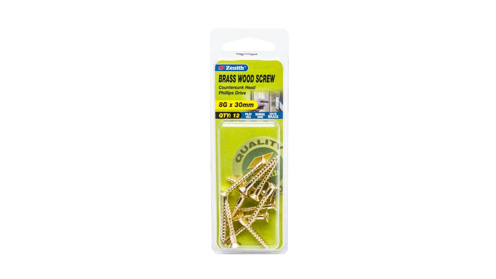 Zenith Pack of 12 Brass Wood Screw Countersunk Head Phillips Drive