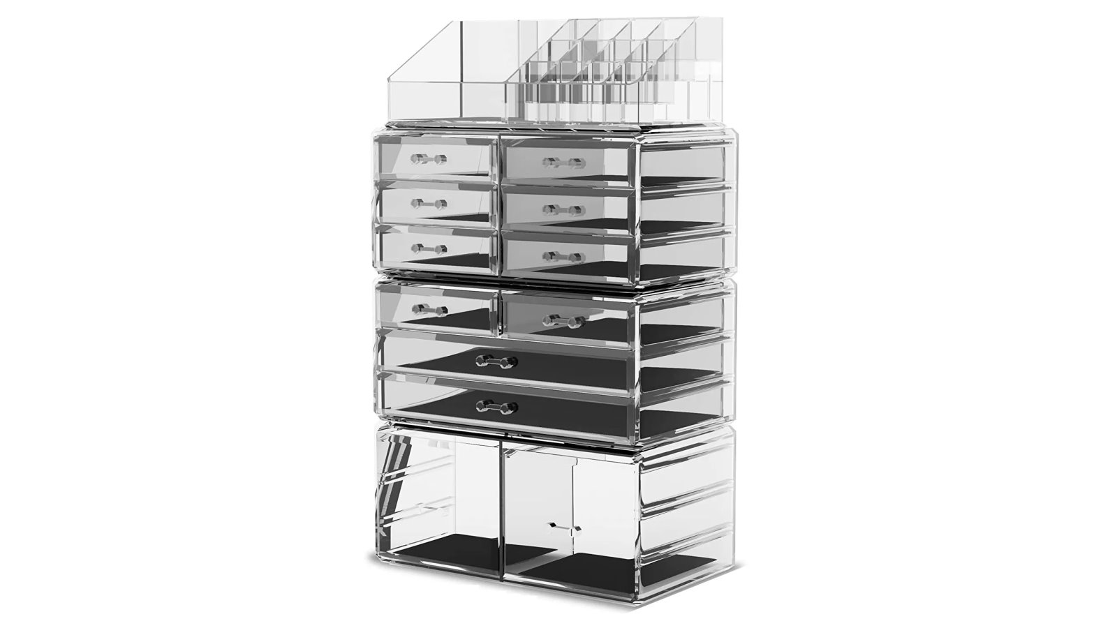 Vikus Makeup Cosmetic Organiser Storage with 12 Drawers Display Boxes - Clear