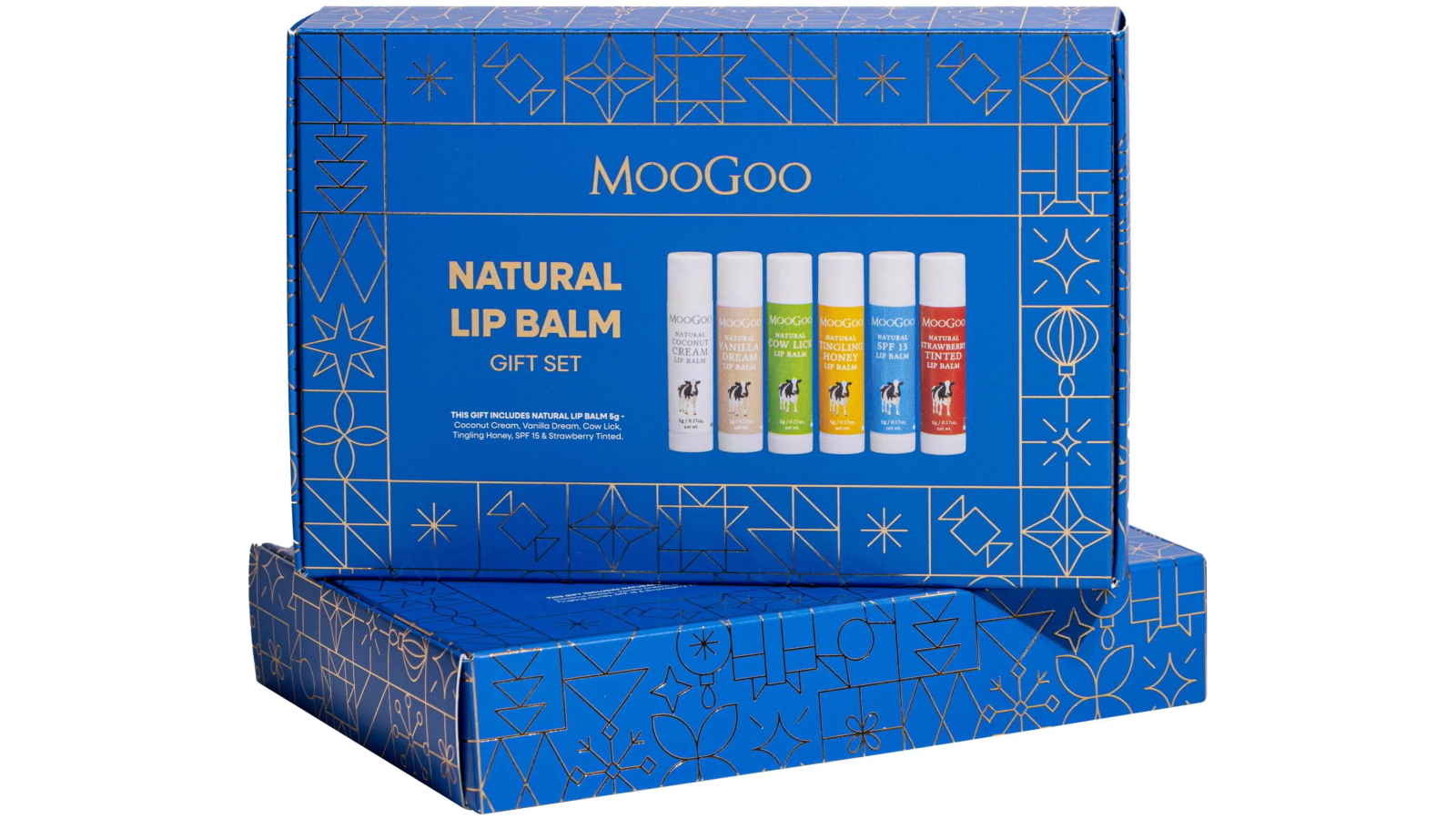 MOOGOO Natural Lip Balm Gift Set with Cow Lick, Strawberry and Honey - 3 x 5g