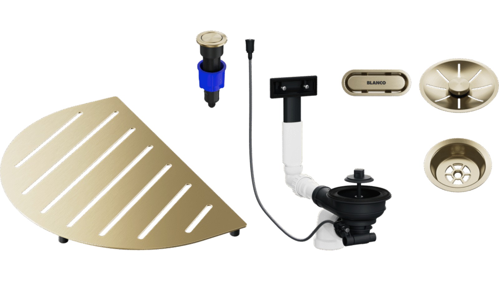 Blanco Oovalon Accessory Waste and Overflow Kit - Satin Gold