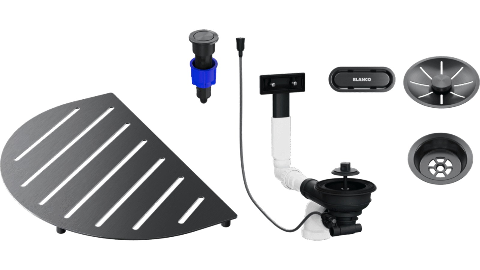 Blanco Oovalon Accessory Waste and Overflow Kit - Dark Steel