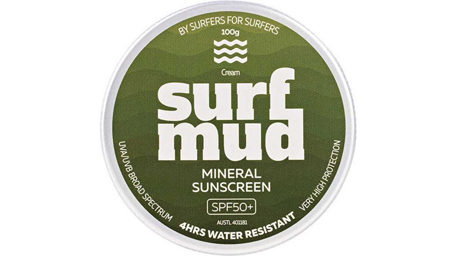 Surfmud Mineral 100g Sunscreen SPF 50 Plus Broad Spectrum Water Resistant