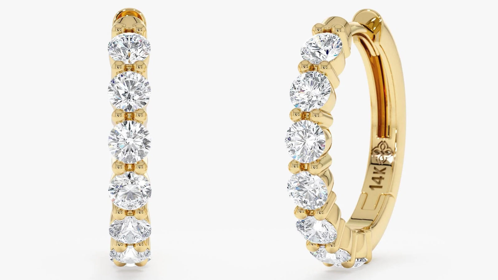 Luvme Gold with Glitter Tapered Huggie Stud Earrings