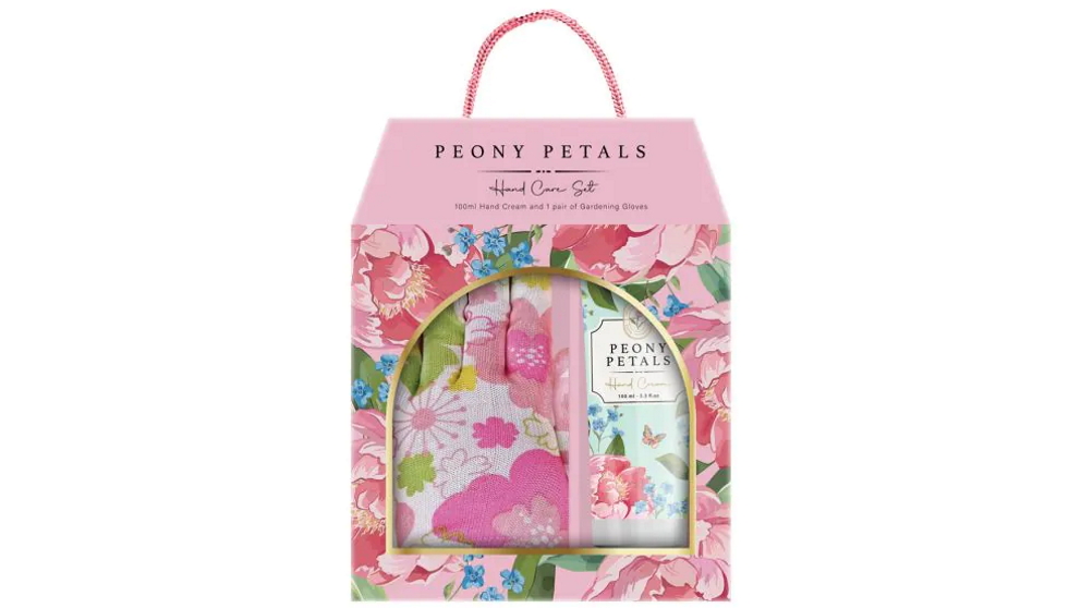 The Aromatherapy Co Peony Petals Garden Hand Care Set with Hand Cream and Garden Gloves - 100ml