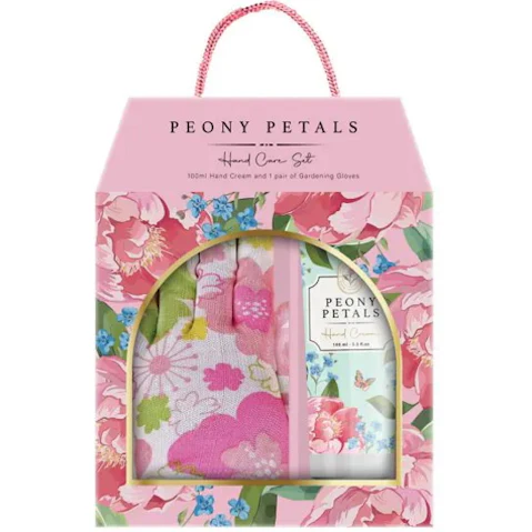 The Aromatherapy Co Peony Petals Garden Hand Care Set with Hand Cream and Garden Gloves - 100ml