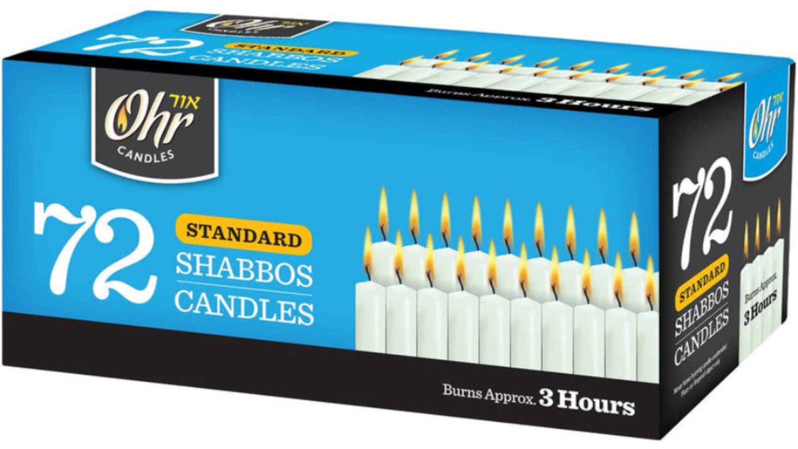 Ohr Pack of 72 3-Hour Standard Shabbos Candle