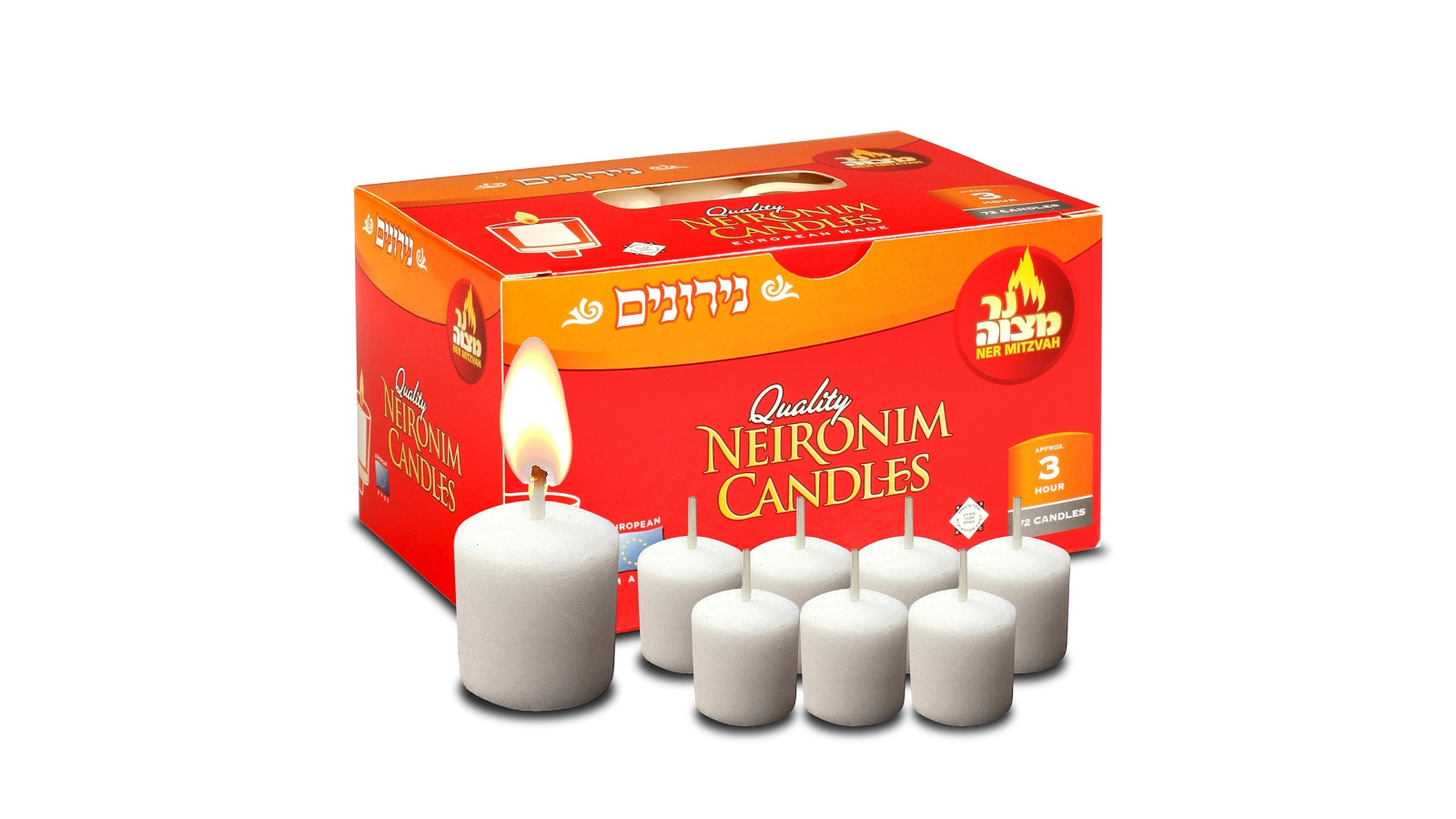 Ner Mitzvah Pack of 72 3-Hour Neironim Candle