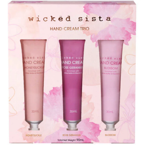 Wicked Sista 3 x 30ml Hand Cream Trio Gift Set Nourishing Hand Care Collection