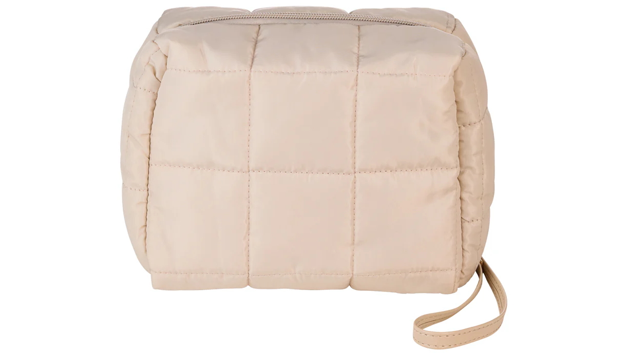 Designer Brands Puffy Pouch Makeup and Toiletry Bag - Cream