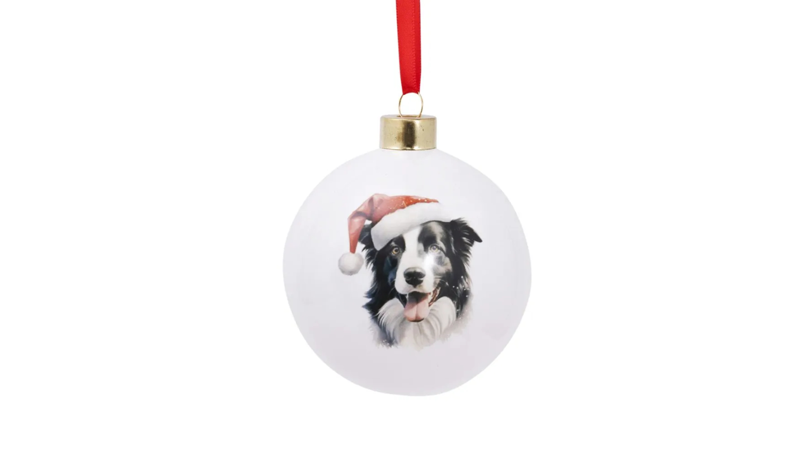 Splosh Border Collie Round Bauble Christmas Ornament