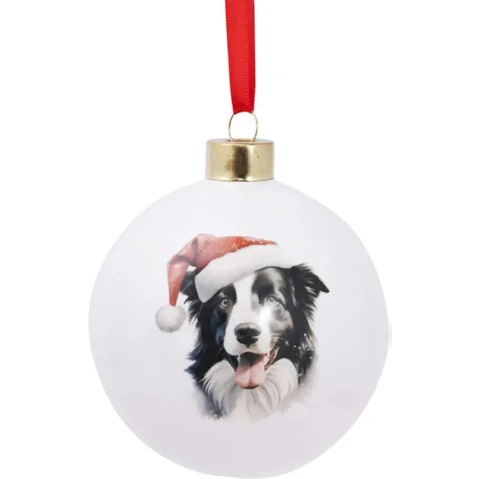Splosh Border Collie Round Bauble Christmas Ornament