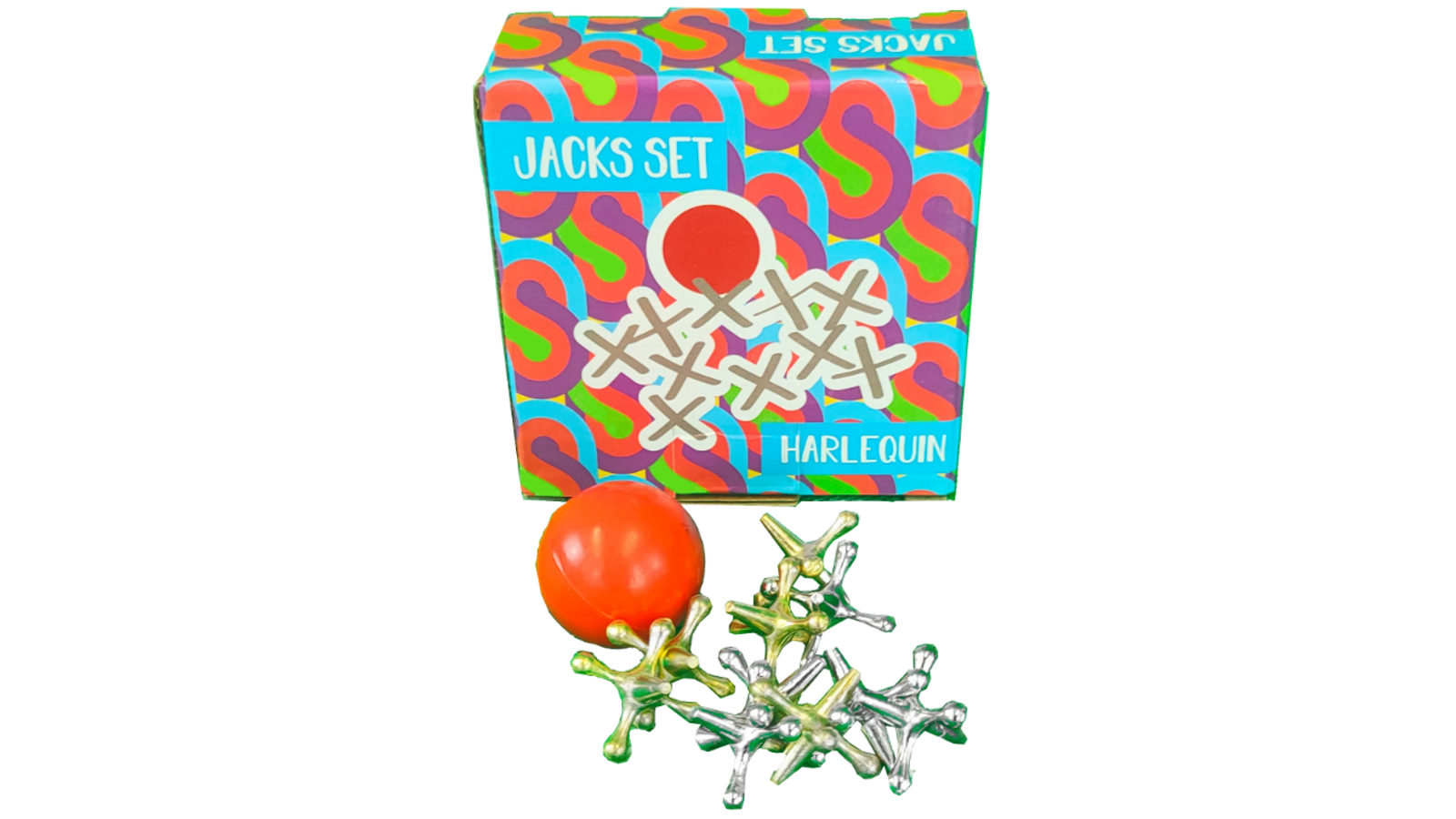 Harlequin Games Jacks Classic Skill Game with 10 Metal Jacks and 2 Bouncy Balls
