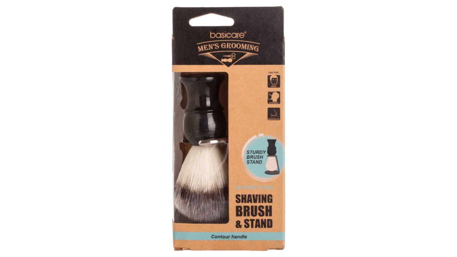 Basicare Men's Grooming Shaving Brush with Stand