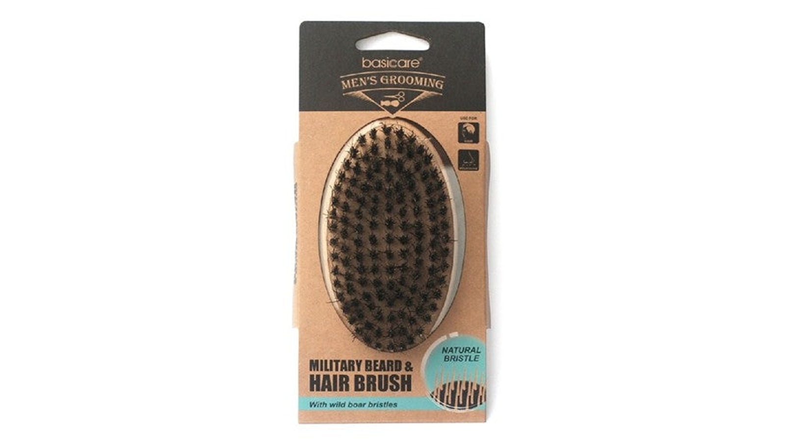 Basic Care Manicare Mens Grooming Military Brush for Beard and Hair