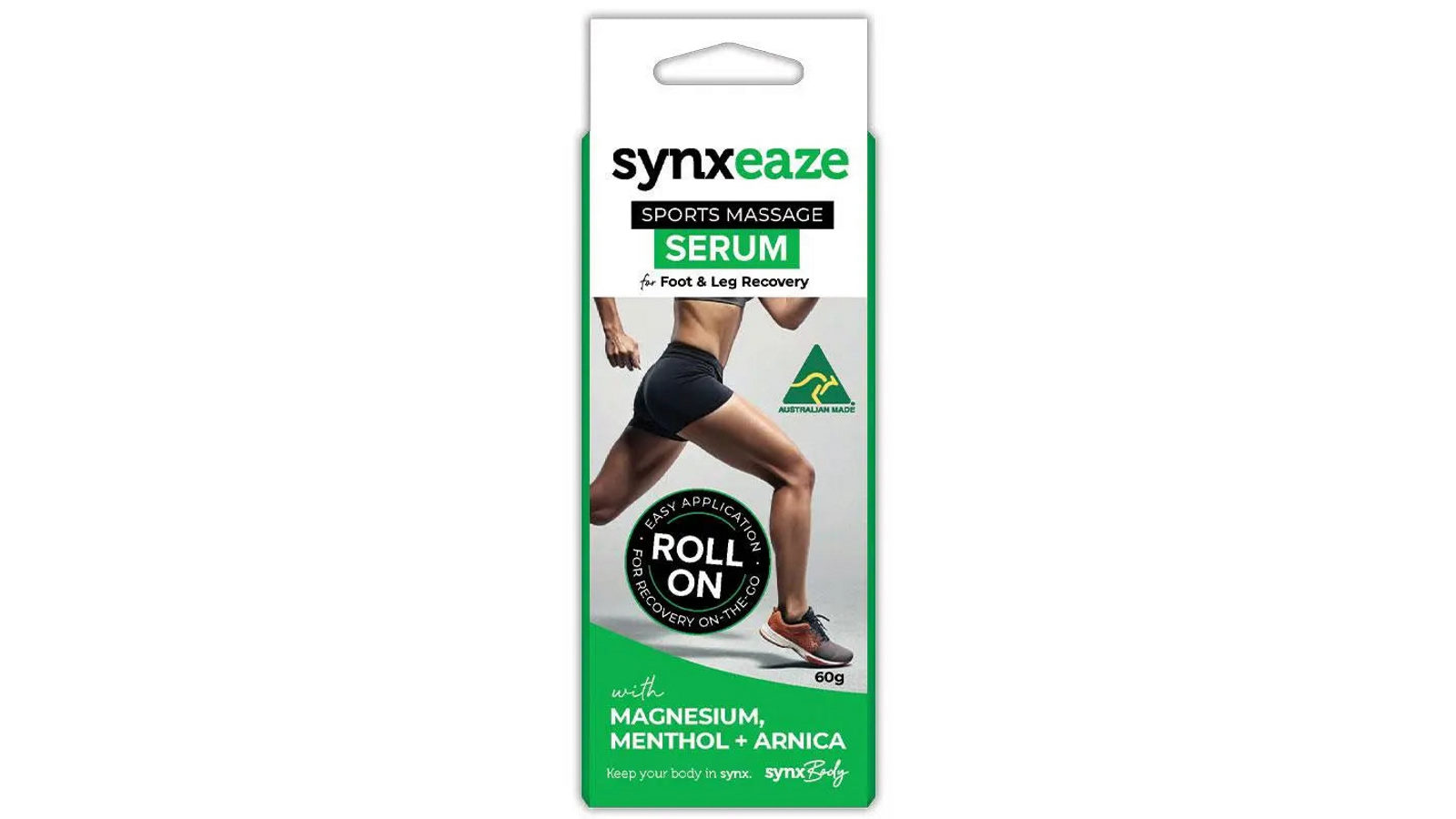 Synxeaze 60g Sports Massage Serum Roll On for Muscle Aches and Pains