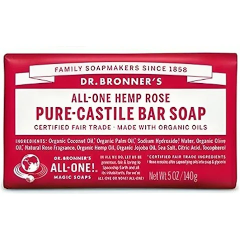 Dr. Bronner's Pure Castile Bar Soap Rose - 140g