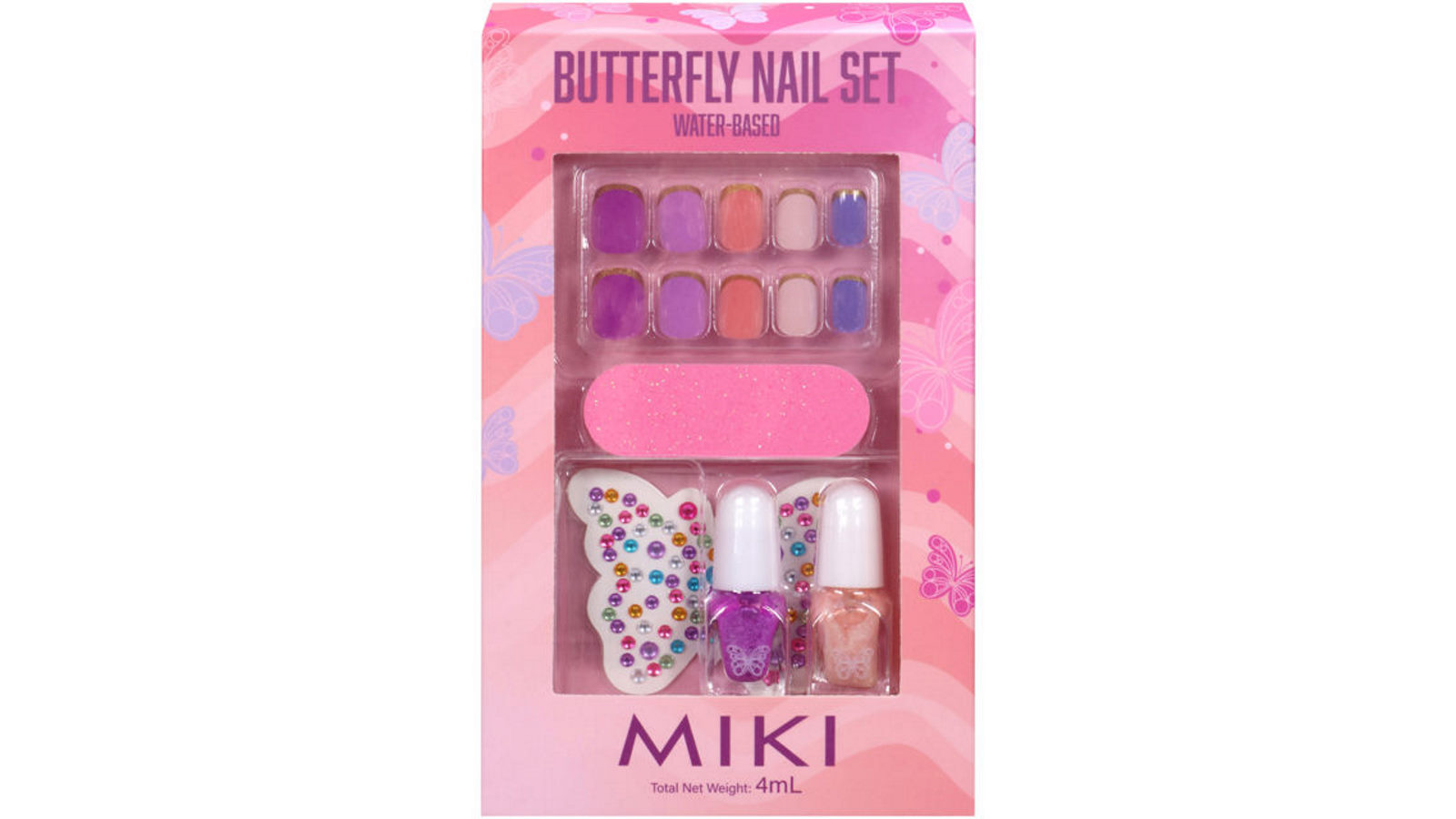 Miki nail 【限定パケ⭕️】 LOTS OF LOVE【全28色】 Miki Butterfly Press On False Nail Set for Kids | Harvey Norman