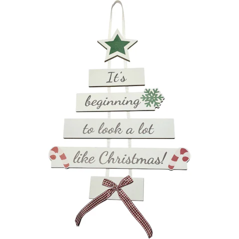 Independence Studios Wooden Christmas Tree Wall Art - 15 x 25cm