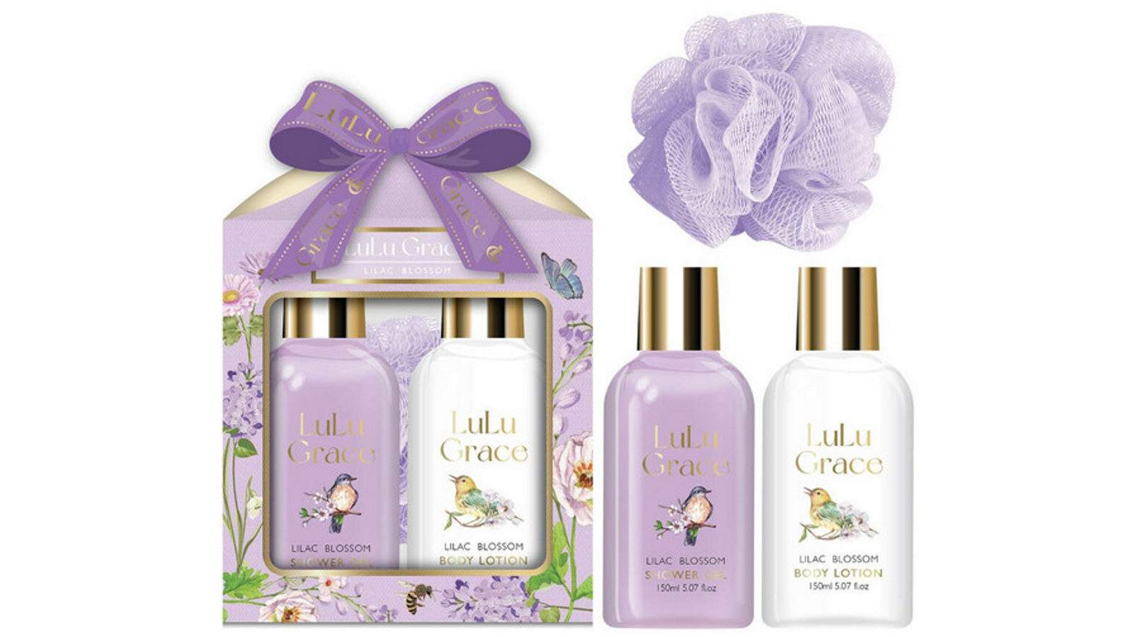 Lulu Grace 3 Piece Lilac Blossom Bath and Body Pamper Gift Set