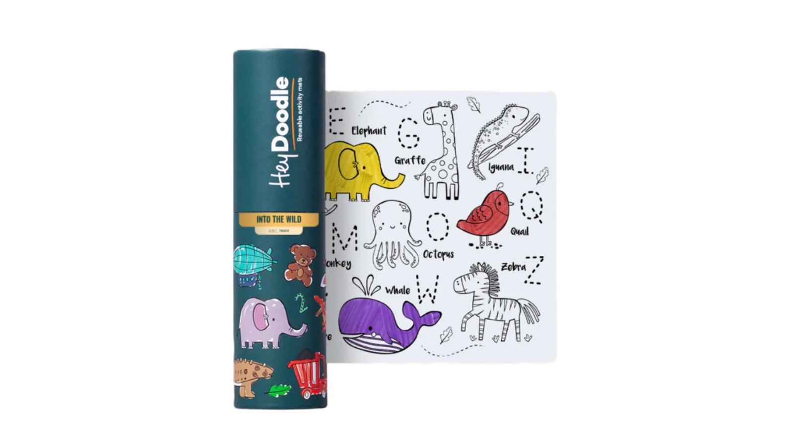 Heydoodle ABC Into the Wild Reusable Silicone Colouring Minimat - 40 x 30cm