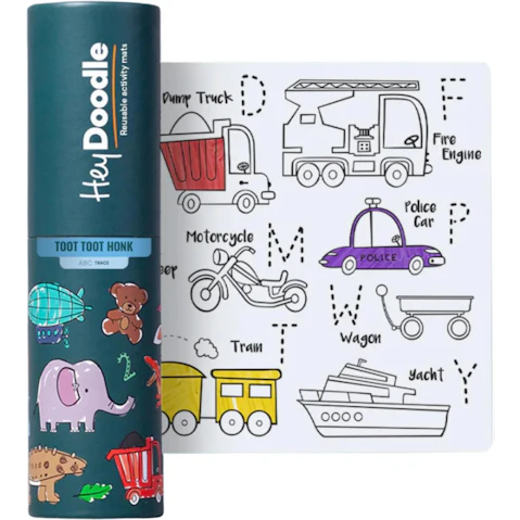 HeyDoodle ABC Toot Toot Honk Minimat Reusable Silicone Colouring Mat - 30 x 20cm