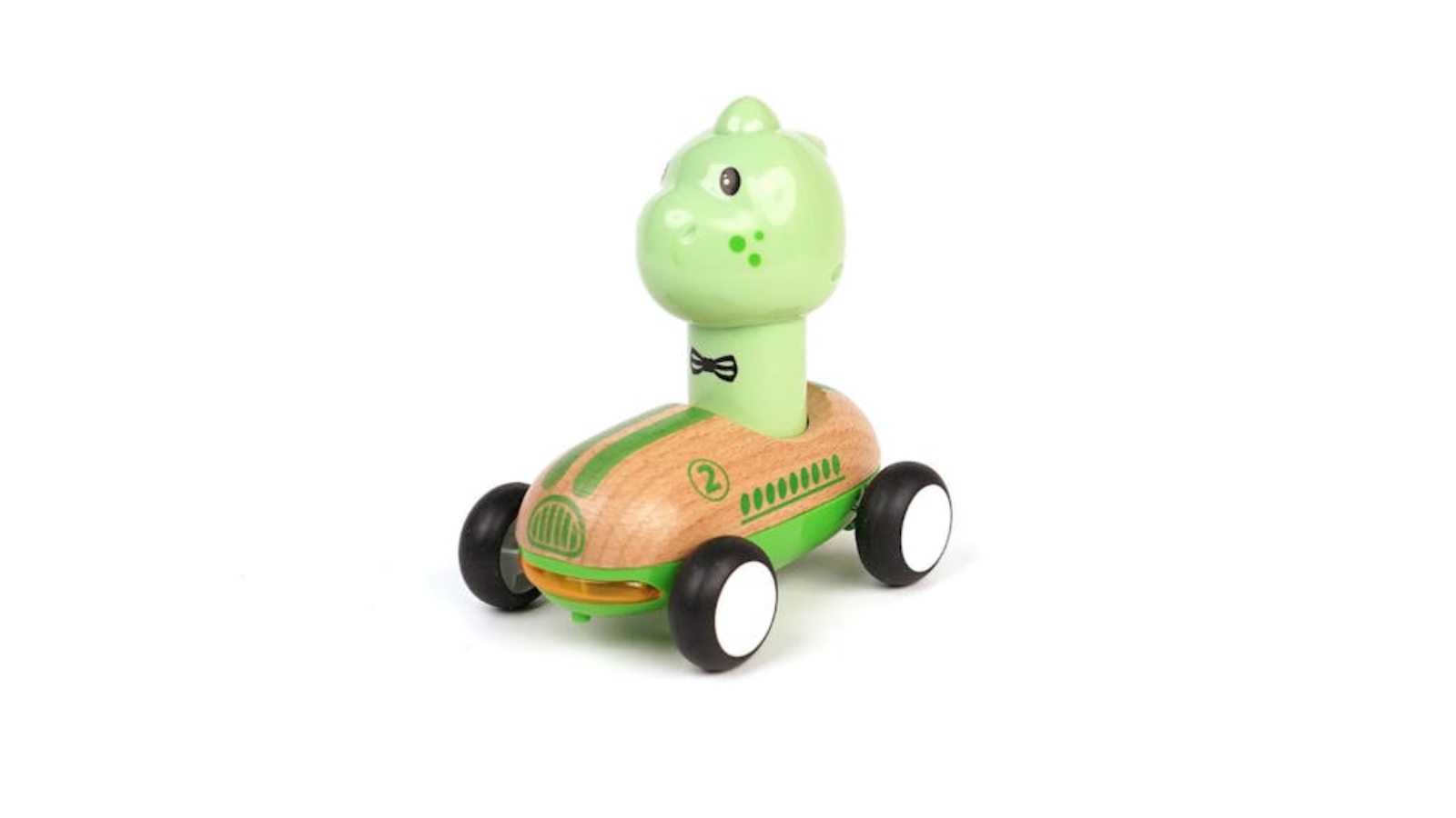 Wanborns Sound and Light Wooden Press Go Racer Dinosaur
