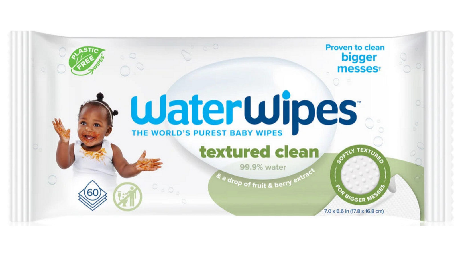 WaterWipes Textured Clean Baby Wipes with Soapberry Extract for Sensitive Skin - 60 Wipes