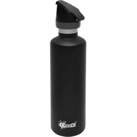 Cheeki Black Stainless Steel Active Insulated Water Bottle - 600ml