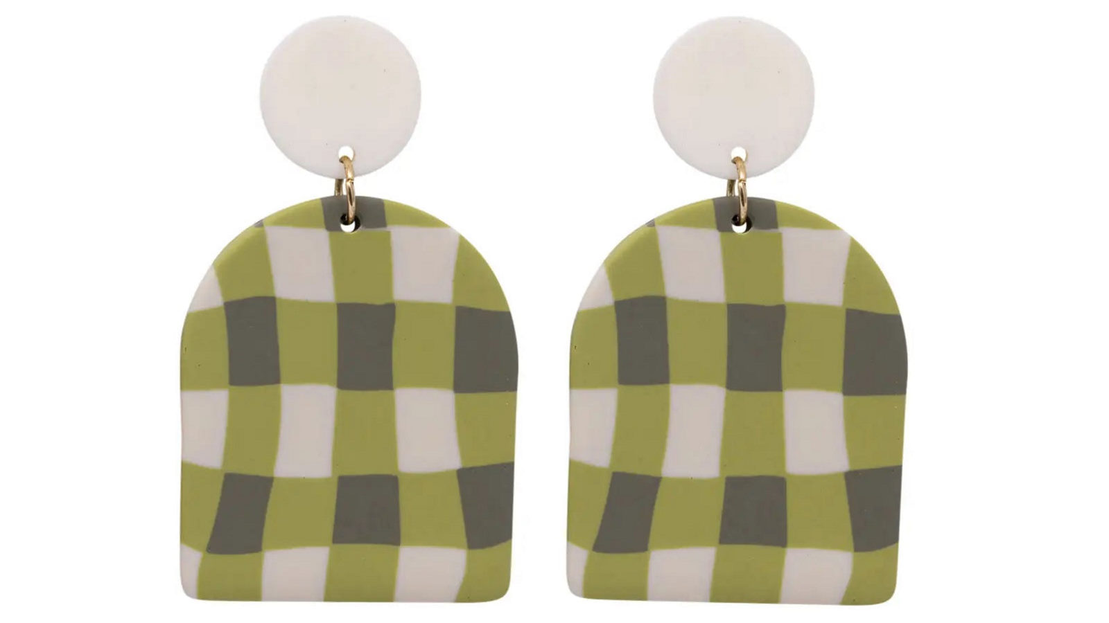 Kiki Earrings in Green Gingham