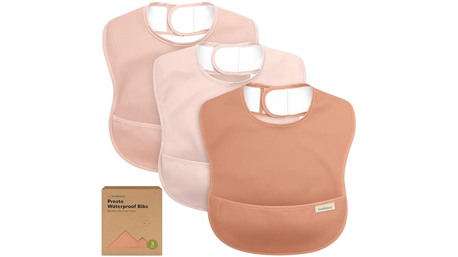 KeaBaby Pack of 3 Waterproof Crumb Catcher Bibs