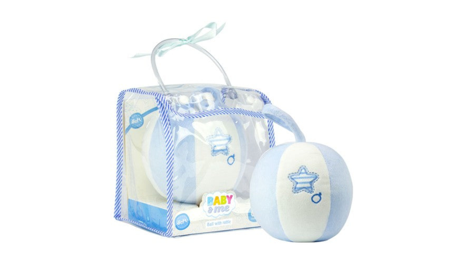 Baby & Me Soft Ball with Rattle Baby Gift Bag Set - Blue