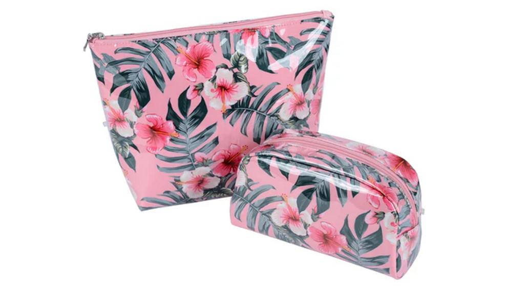 MP Cosmetics Pink Floral Clutch 2-Piece Set