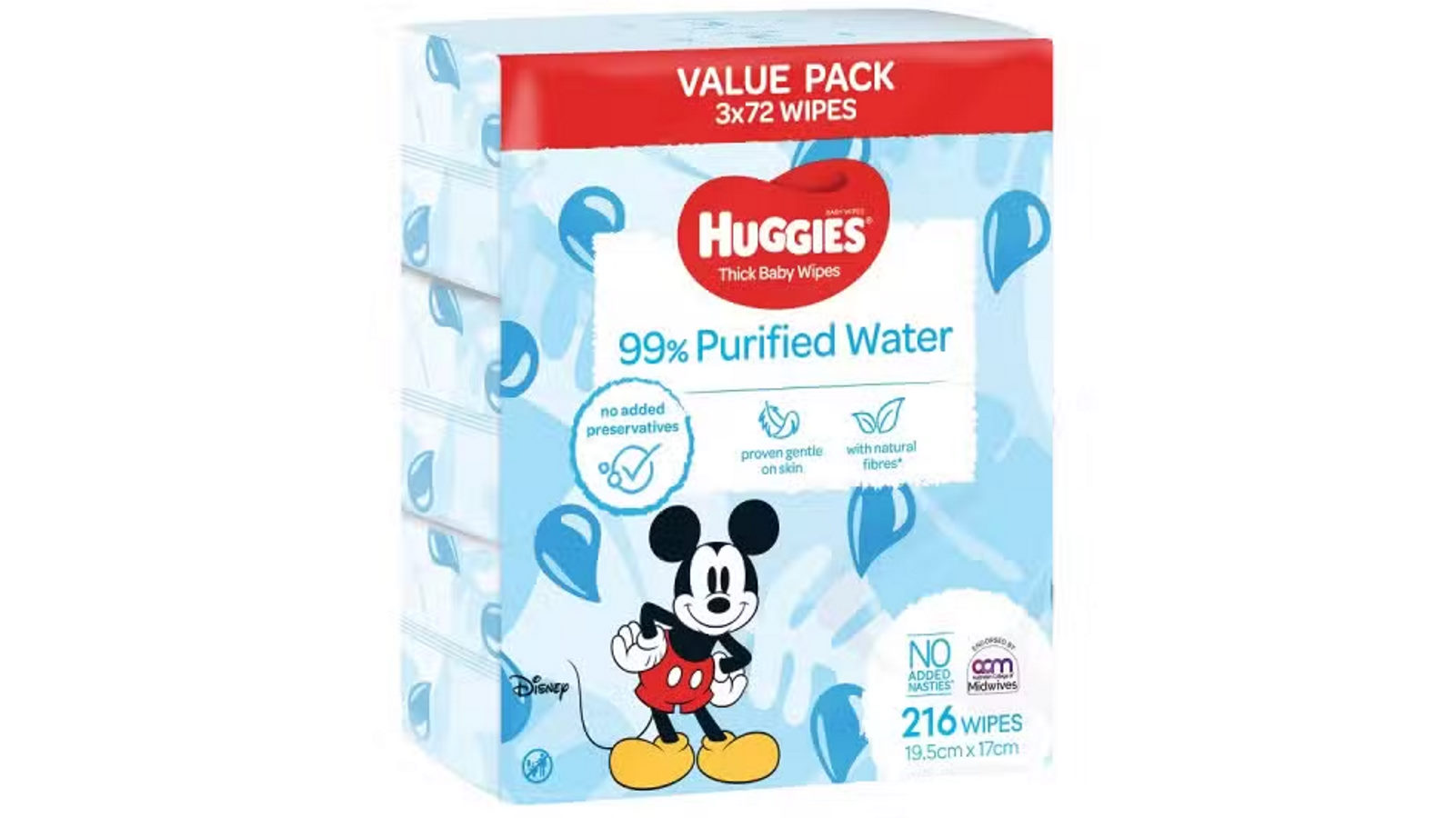 Huggies 99 Percent Water Baby Wipes Fragrance Free 216 Wipes