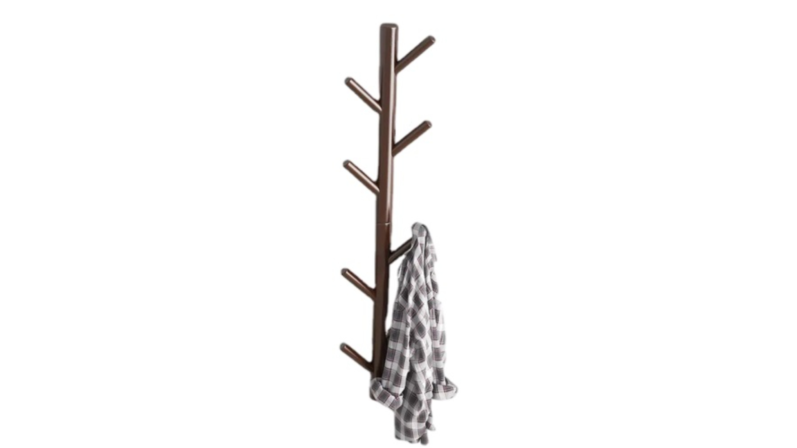 NNEOBA 80cm Rustic Pine Wall-Mounted Coat Rack with 8 Hooks - Coffee