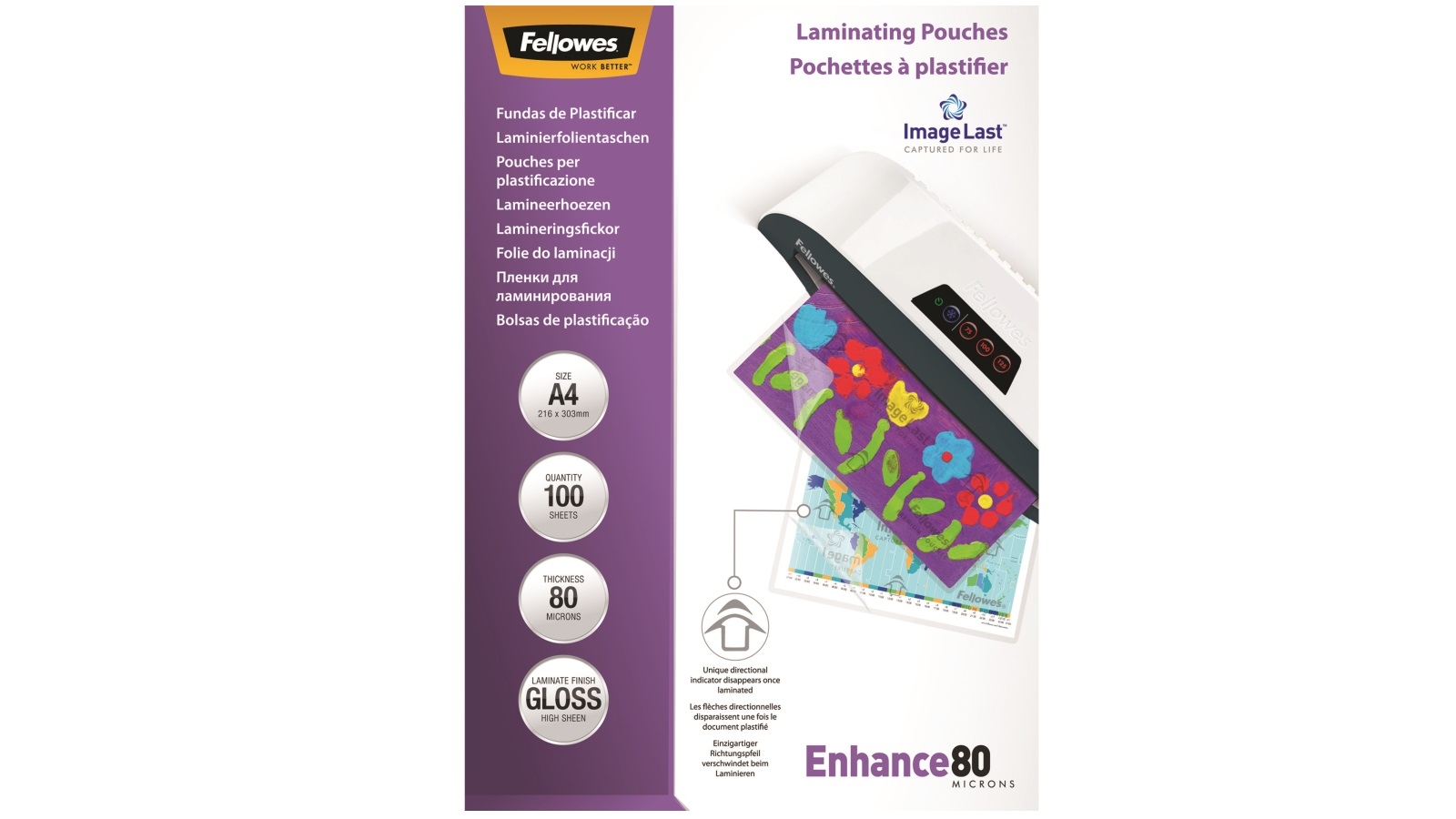 Fellowes ImageLast A4 80 Micron Laminating Pouch 100 Pack Harvey Norman