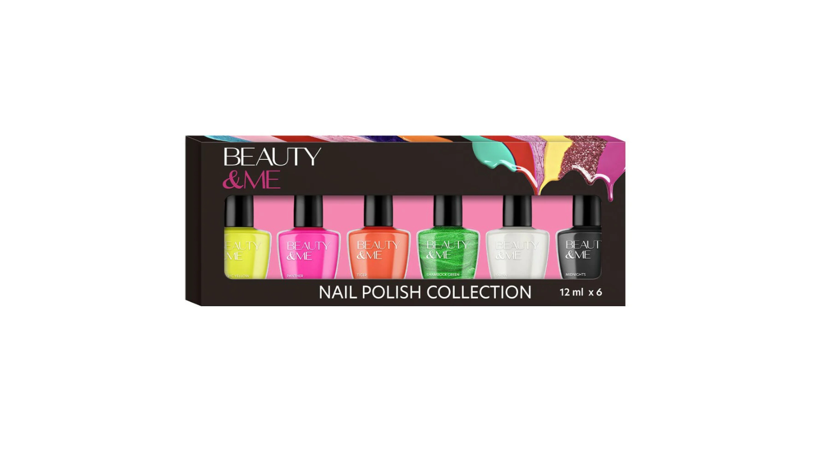 Beauty & Me Set of 6 Gift Box Neon Fluro Nail Polish - 12ml