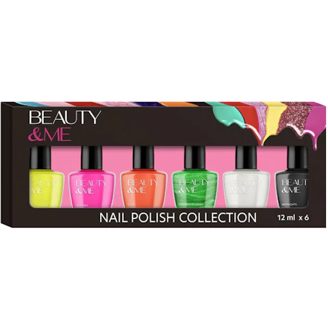Beauty & Me Set of 6 Gift Box Neon Fluro Nail Polish - 12ml