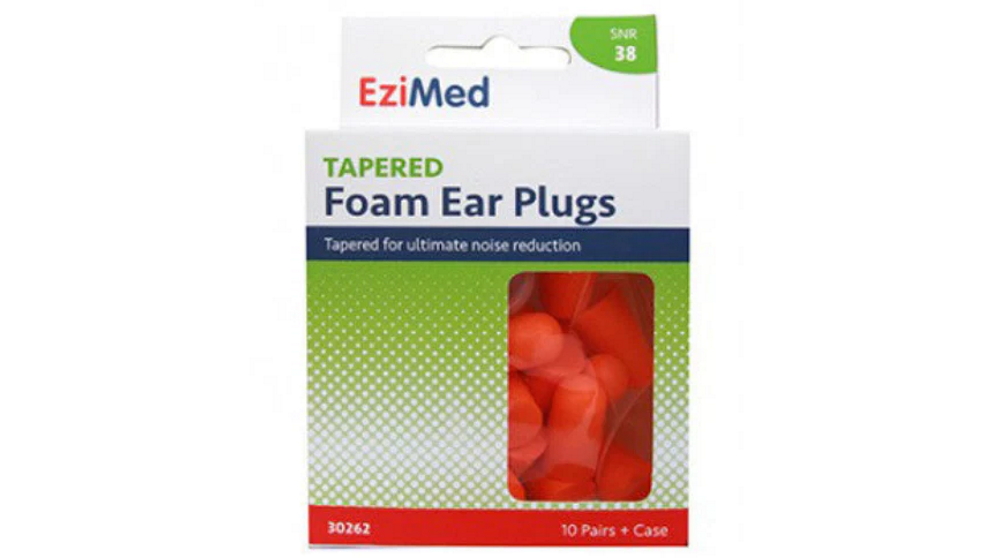 EziMed Tapered 10-Pair Foam Ear Plugs + Case